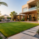 Modern Villa Garden at Golden Hour Garden landscape design transformation for a Dubai villa